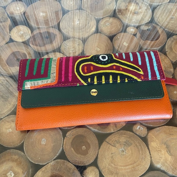B&B Handbags - Vibrant Orange and Green Wallet